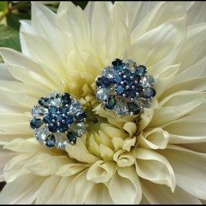 London & Sky Blue Topaz Button Earrings